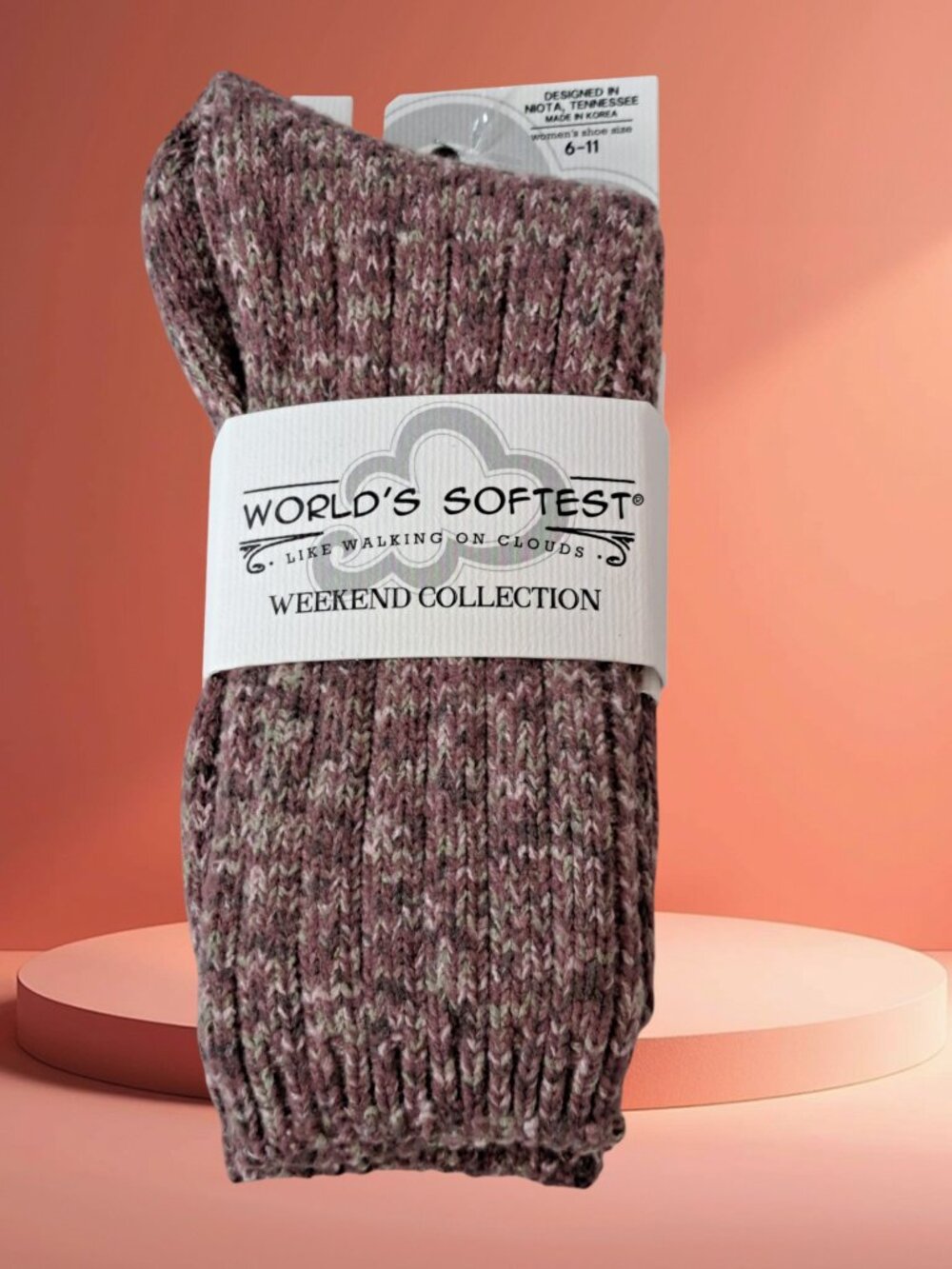 World's Softest Socks - Weekend Collection - Studio - Purple with Pink - NEW